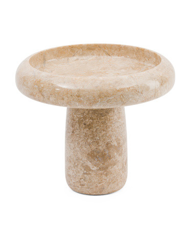 12in Curved Marble Bowl On Pedestal | TJ Maxx