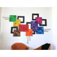 Contemporary Abstract Modern Wall Art, Wood & Metal Square Sculpture Huge 65x39 By Art69 | Etsy (US)