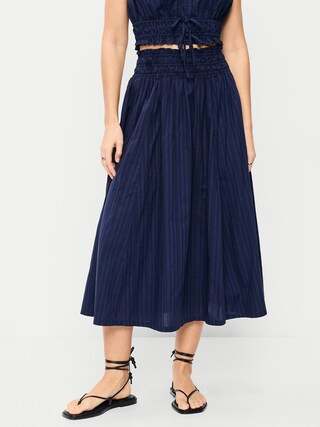 Smocked-Waist Midi Skirt | Old Navy (US)