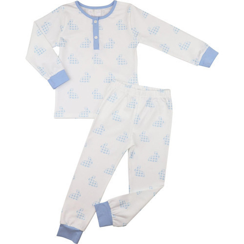 Blue Check Bunny Print Knit Pajamas | Cecil and Lou