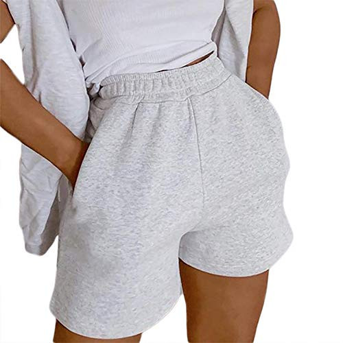 Meihuida Women Sweat Shorts Casual Summer High Waist Athletic SweatShorts Y2K Shorts with Pockets Grey L | Amazon (US)