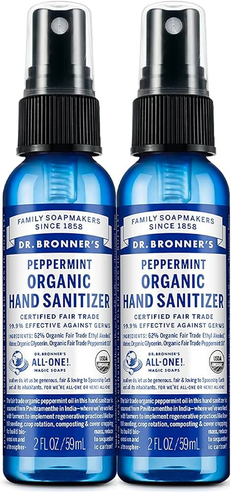 Dr. Bronner's - Organic Hand Sanitizer Spray (Peppermint, 2 Ounce, 2-Pack) - Simple & Effective F... | Amazon (US)
