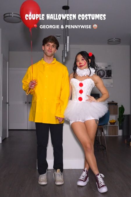 GEORGIE 🎈
Raincoat: size M
Pants: size 30
Shoes: 1/2-1 size down

PENNYWISE 🤡
White corset: size XS
Shoes: 1/2-1 size down

Halloween costumes, dressing up, matching couples, clown, IT

#LTKHoliday #LTKSeasonal #LTKHalloween