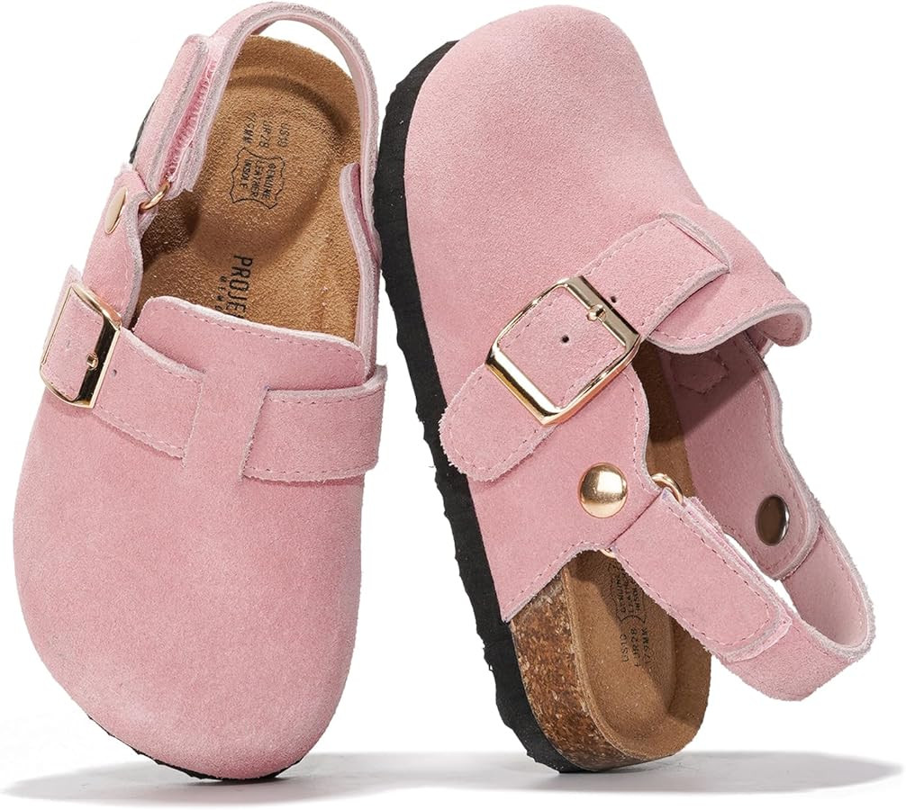 Project Cloud 100% Genuine Leather Kids Clogs with Cork Footbed Arch Support - Non-Slip Slippers ... | Amazon (US)