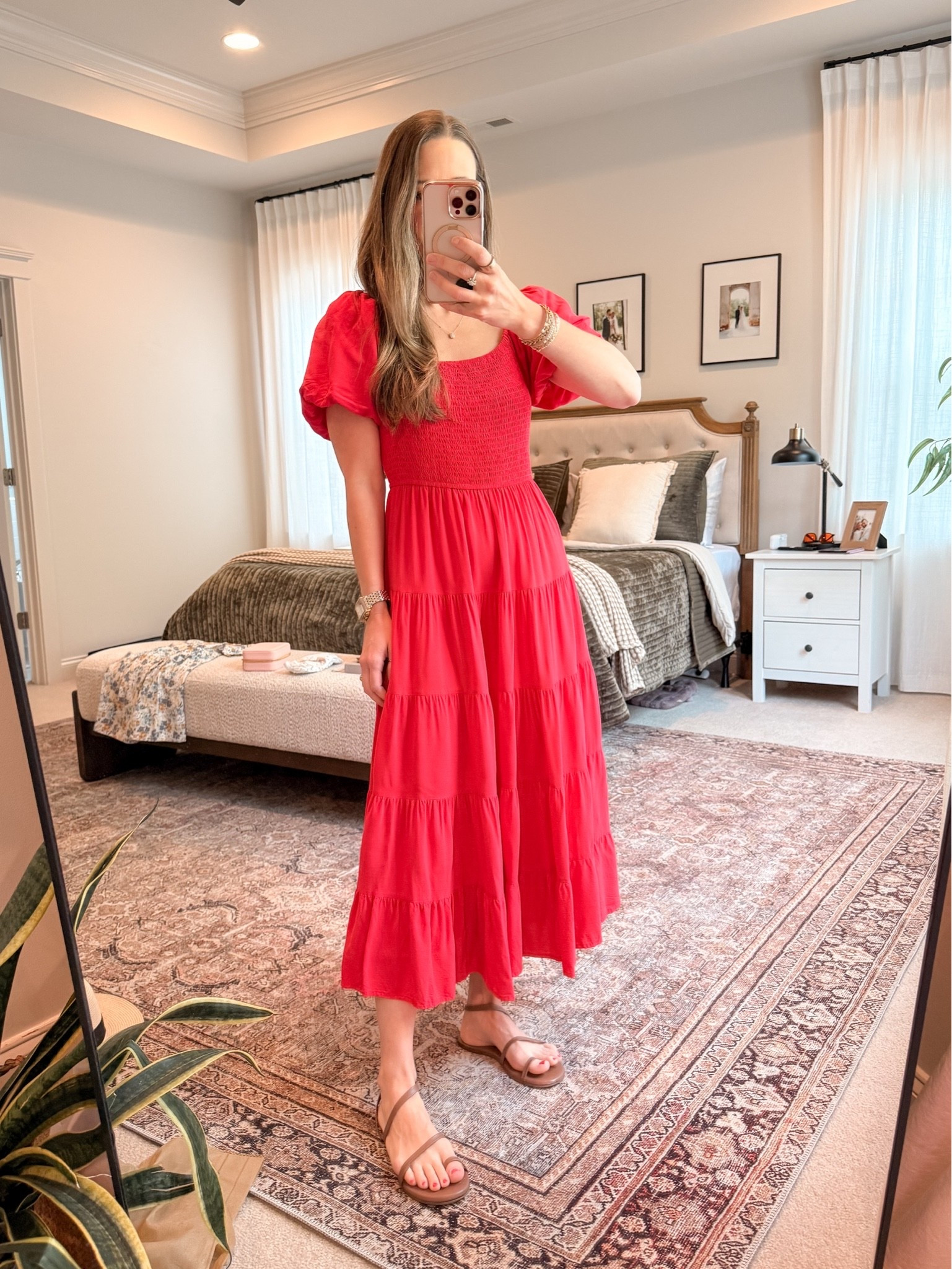 Amazon summer dress you can wear to a wedding guest, graduation, church, or date night. Smocked bodice + puff sleeves = flattering and comfortable (I’m in a size Small). Finished with simple TKEES sandals for an easy elevated summer outfit.

#LTKgrwm #LTKootd #LTKWedding