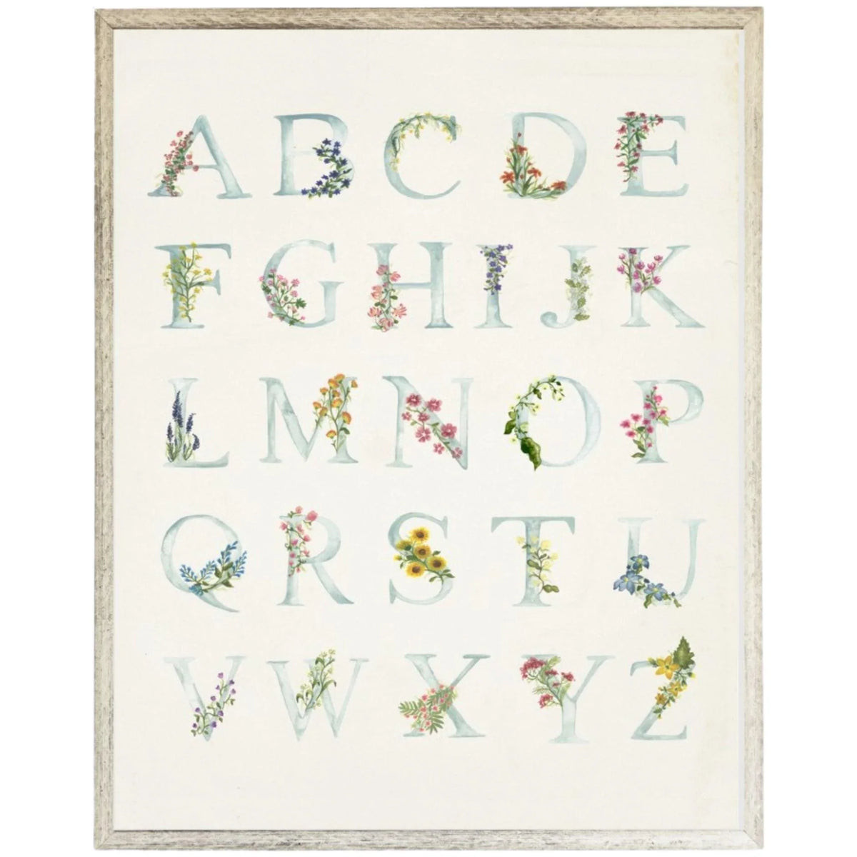 Blue ABCs with Floral Accents Children’s Framed Wall Art | The Well Appointed House, LLC