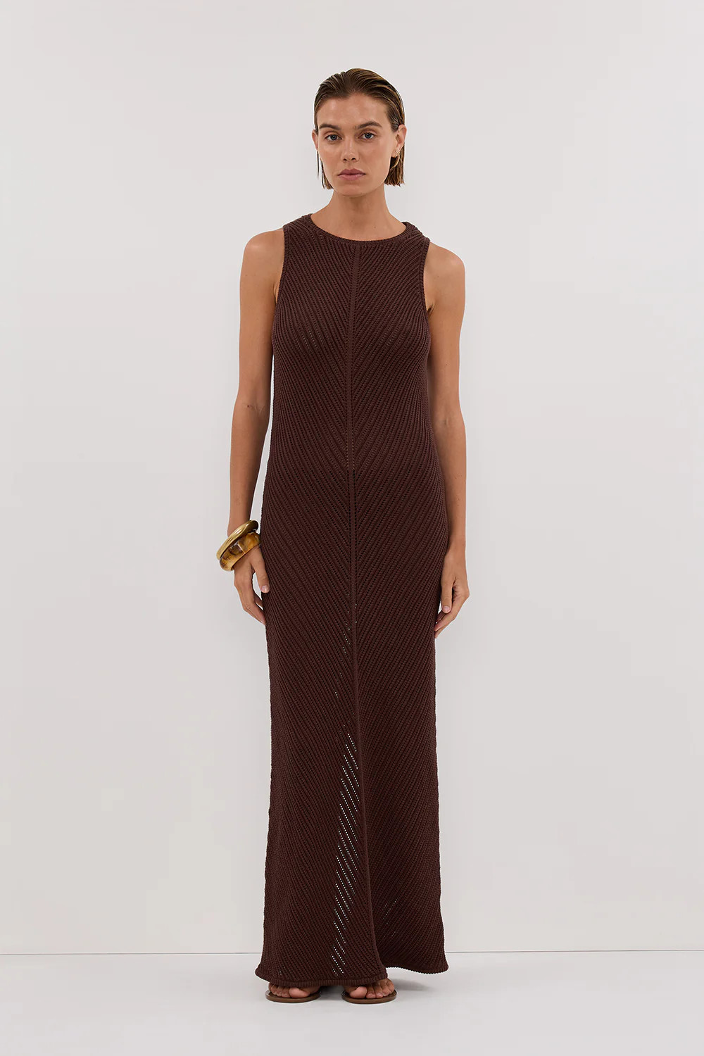 BLOOM CHOC CROCHET KNIT MAXI DRESS | DISSH