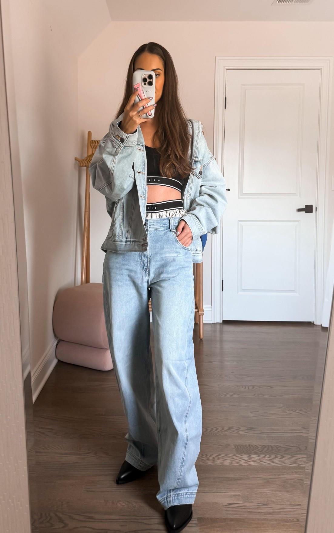 GAP X BEIS ON 3.  1,2….

High Rise Barrel Jean, Khaki Tan & Black Stripe Boxer Shorts, Medium Wash Unisex Oversized Denim Jacket & True Black Seamless Logo Sports Bra
Black Chelsea Boot: AllSaints (Marcie Boot)

#LTKShoeCrush #LTKU #LTKSeasonal