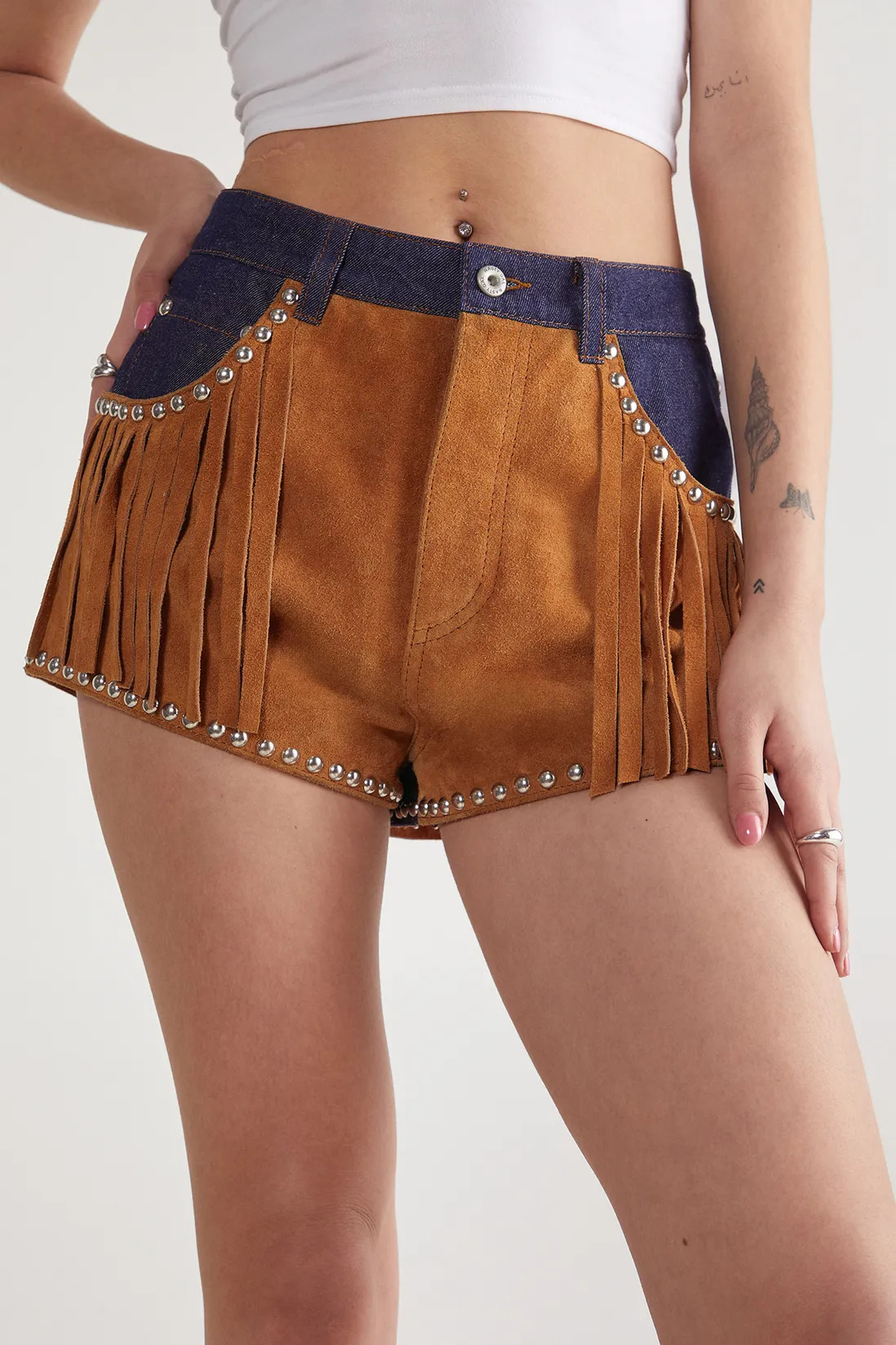 Shorts | Denim Suede Mix Short | NastyGal | Debenhams UK