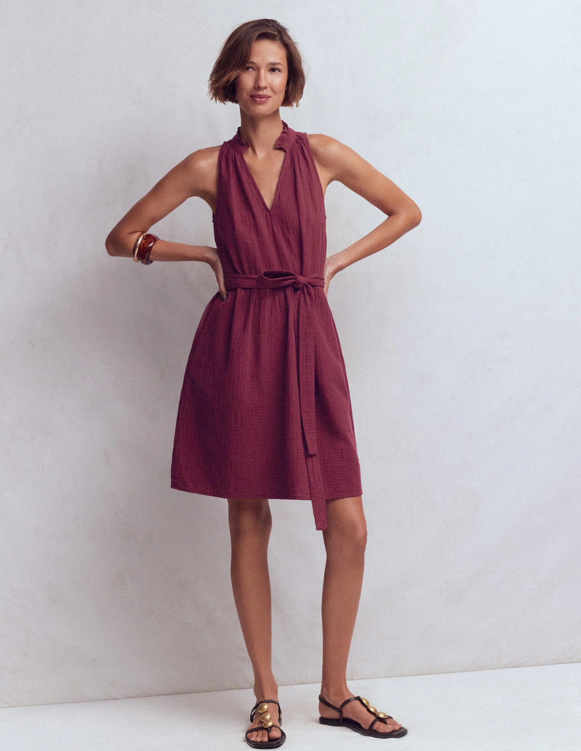 Viv Double Cloth Short Dress-Deep Wisteria | Boden (US)