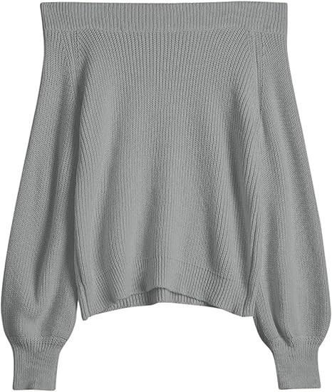 ZAFUL Women Off Shoulder Sweater Long Sleeve Knit Sweater Loose Pullover Jumper Tops | Amazon (US)