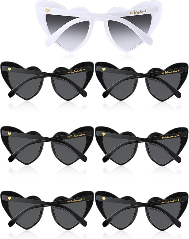 TOODOO 7 Pairs Vintage Heart Shaped Sunglasses for Women Girl Rimless Heart Glasses for Bridal Ba... | Amazon (US)