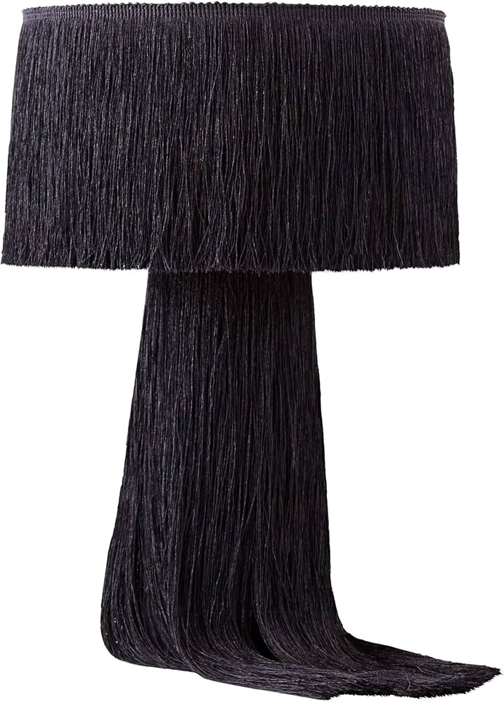 Tov Furniture Atolla Cotton Tasseled and Textured Table Lamp (Black) | Amazon (US)