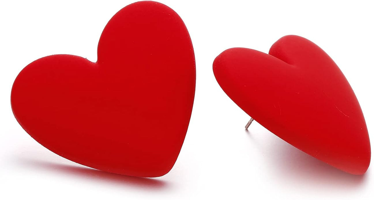 Large Heart Earrings, Candy Color Heart Acrylic Earrings for Women | Amazon (US)