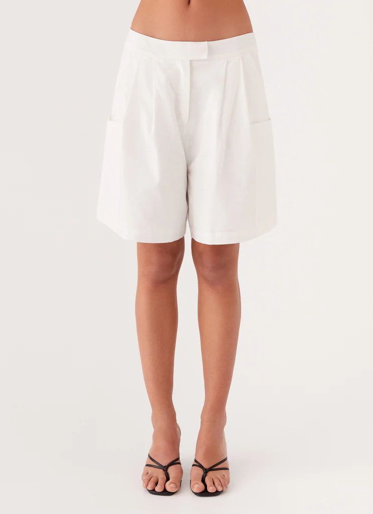 Tiona Linen Shorts - White | Peppermayo (Global)