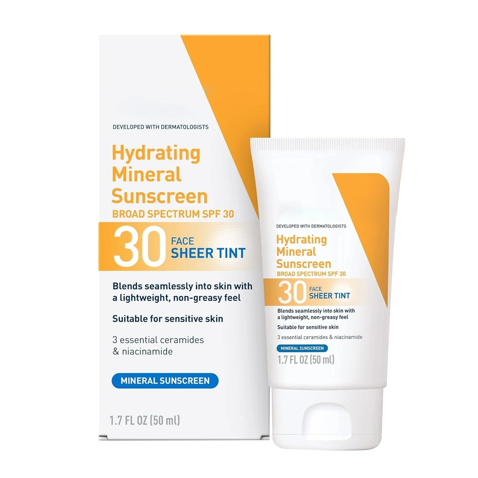 Hydrating Mineral Sunscreen with Sheer Tint Tinted Mineral Sunscreen with Zinc Oxide & Titanium D... | Walmart (US)