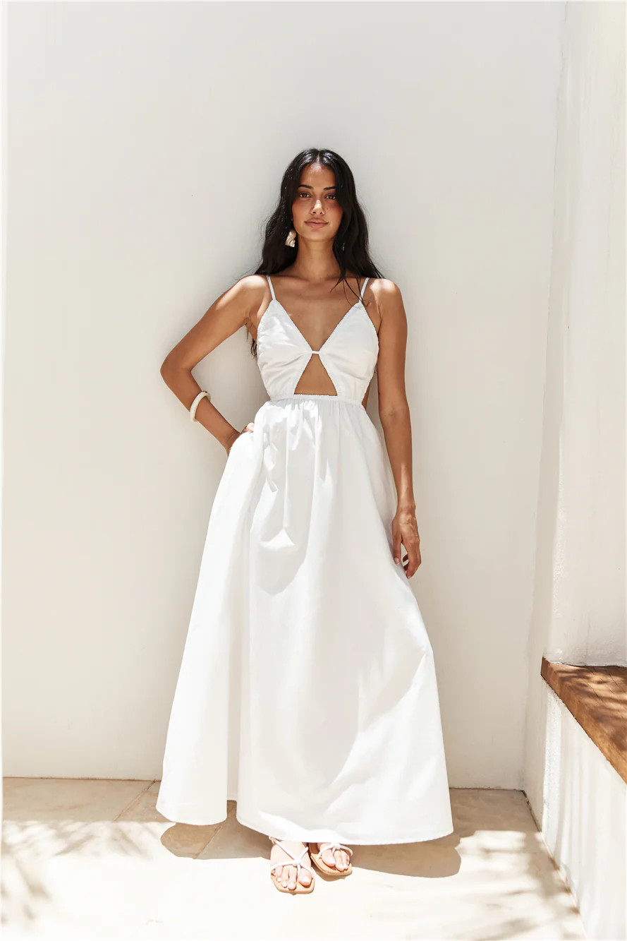 Lantern Trail Maxi Dress White | Fortunate One