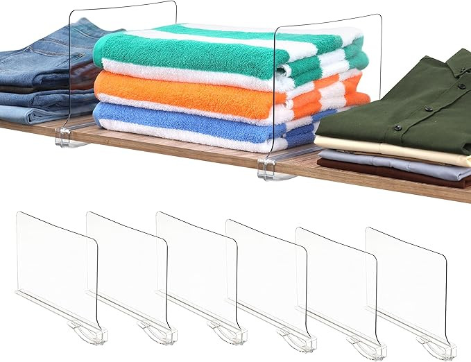 Utopia Home 6 Pack Acrylic Shelf Dividers for Closet Organizers and Storage - Closet Shelf Organi... | Amazon (US)