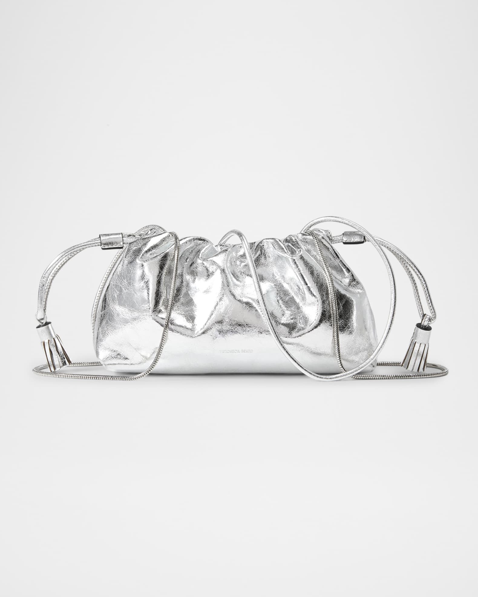 Small Ruched Metallic Leather Clutch Bag | Neiman Marcus