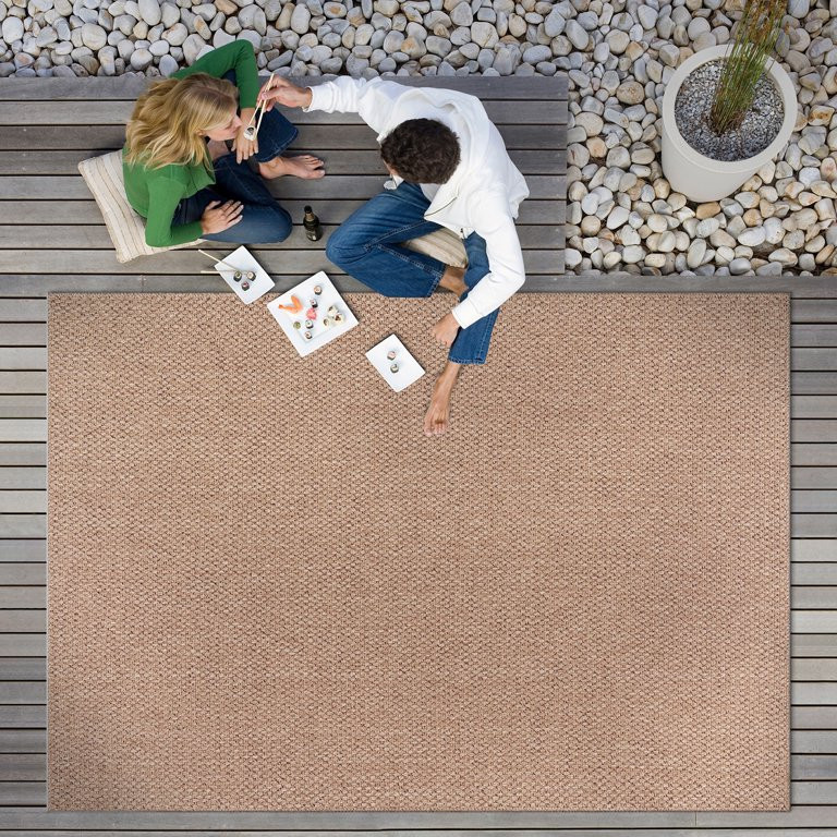 CAMILSON Solid Non Shedding Easy-Cleaning Outdoor Jute Rug Natural 8x10 | Walmart (US)