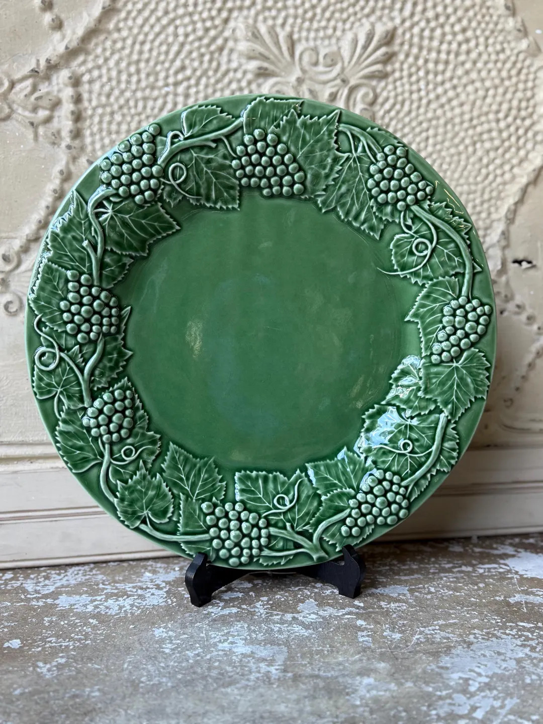 Bordallo Pinheiro Vintage Grape Green Leaf Embossed Platter Portugal 14” - Etsy | Etsy (US)