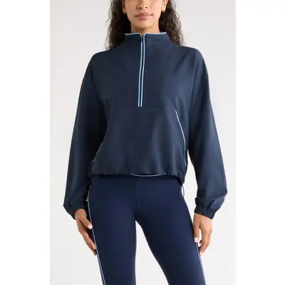 Zella Piped Half Zip Pullover in Purple Shake at Nordstrom, Size X-Small | Nordstrom