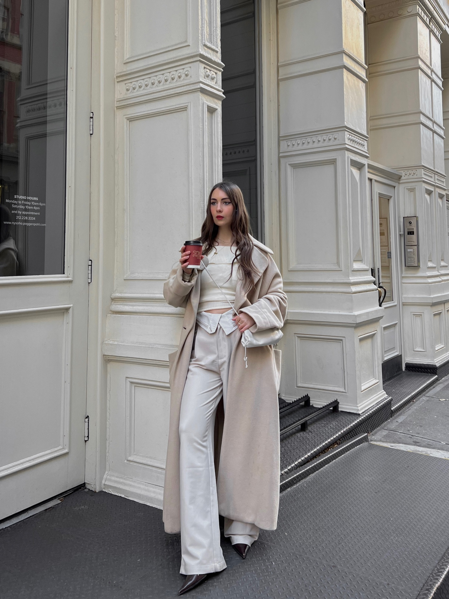 Winter outfit inspiration 
Will coat, winter coat, trouser style, white outfit, monochrome outfit, neutral style, neutral outfit, winter outfit, winter ootd, workwear, business casual, Bottega Venetta bag, everyday outfit 

#LTKstyletip #LTKworkwear #LTKfindsunder100