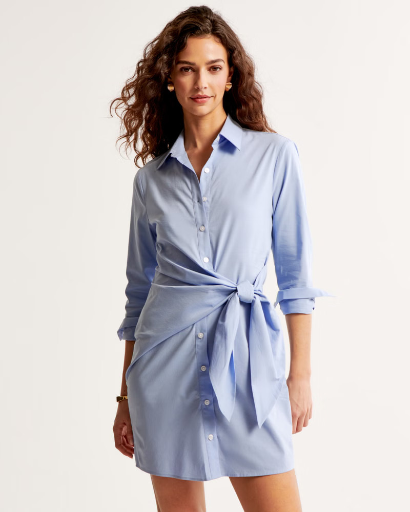 Long-Sleeve Wrap Shirt Dress | Abercrombie & Fitch (US)
