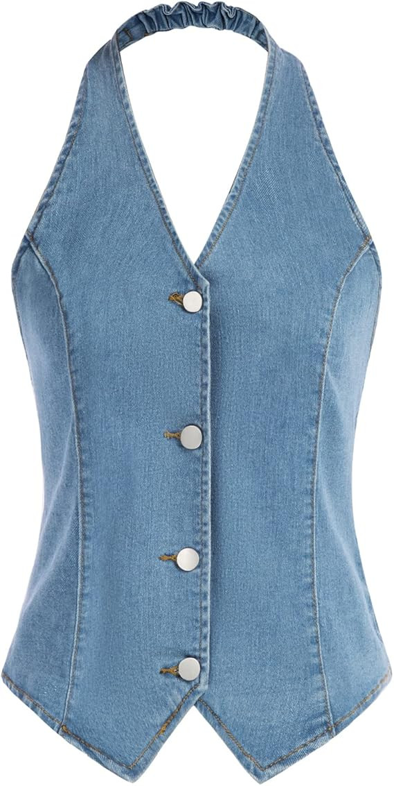 Belle Poque Womens Vintage Waistcoat Vest Halter Neck Button Down Dressy Vests | Amazon (US)