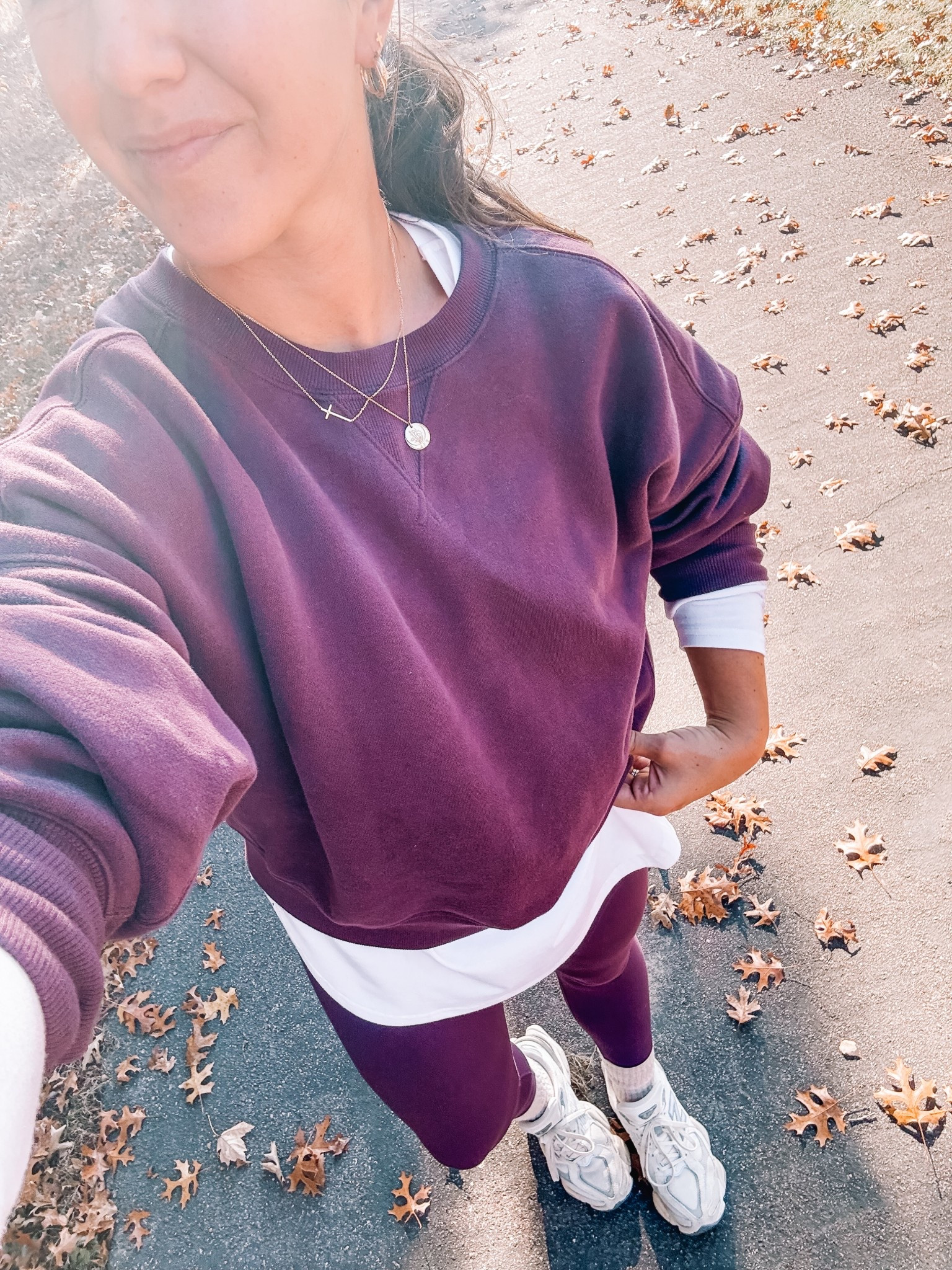 Matching sweatshirt & leggings for the win. Paired a tunic length long sleeve to cover the butt.

Medium

Aerie real
Workout outfit 
Fall outfits 

#LTKShoeCrush #LTKSaleAlert #LTKActive