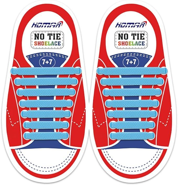 Amazon.com : HOMAR No Tie Shoelaces for Kids and Adults Stretch Silicone Elastic No Tie Shoe Lace... | Amazon (US)