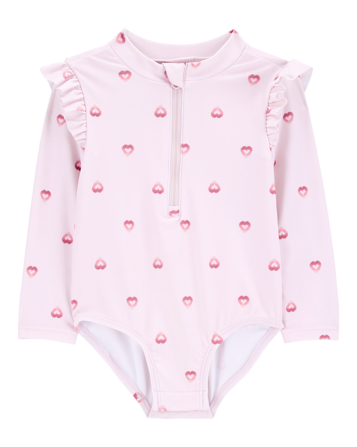 Baby 1-Piece Heart-PrintLong-Sleeve Rashguard Swimsuit - Pink - OshKosh | Carter's | Carter's Inc