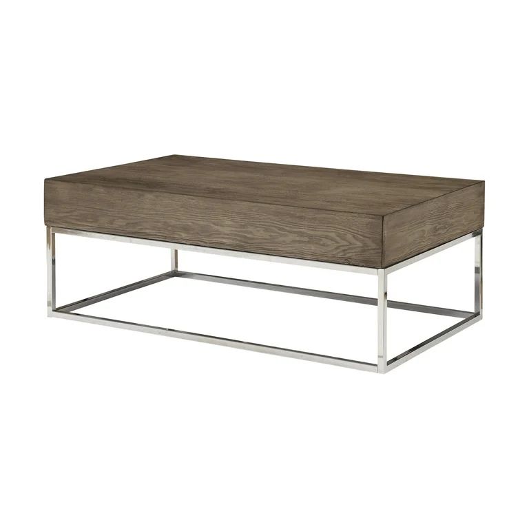 Acme Cecil II Gray Oak Coffee Table with Chrome Base - Walmart.com | Walmart (US)