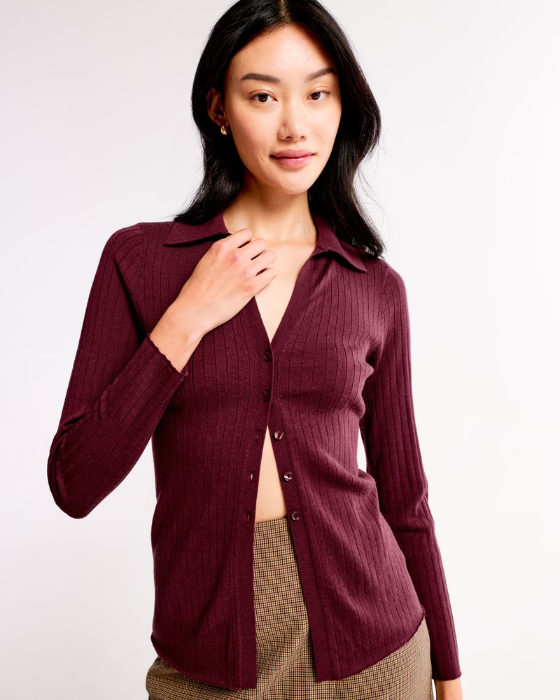 Merino Wool Slim Collared Top | Abercrombie & Fitch (US)