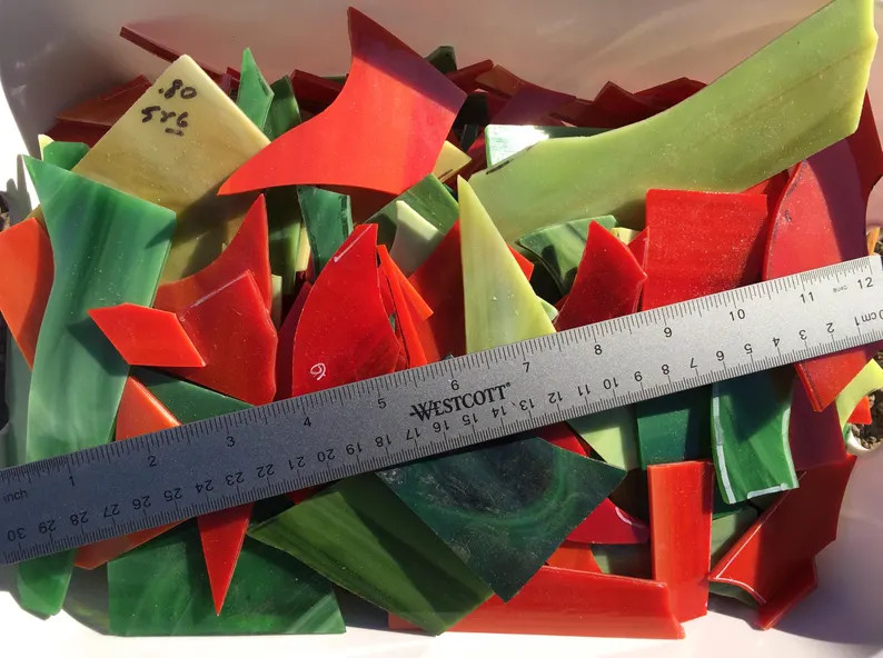 Stained Glass Scrap Mosaic Pieces-11 Pounds of Red & Green Mosaic Stained Glass Mosaic-sharp Edge... | Etsy (US)