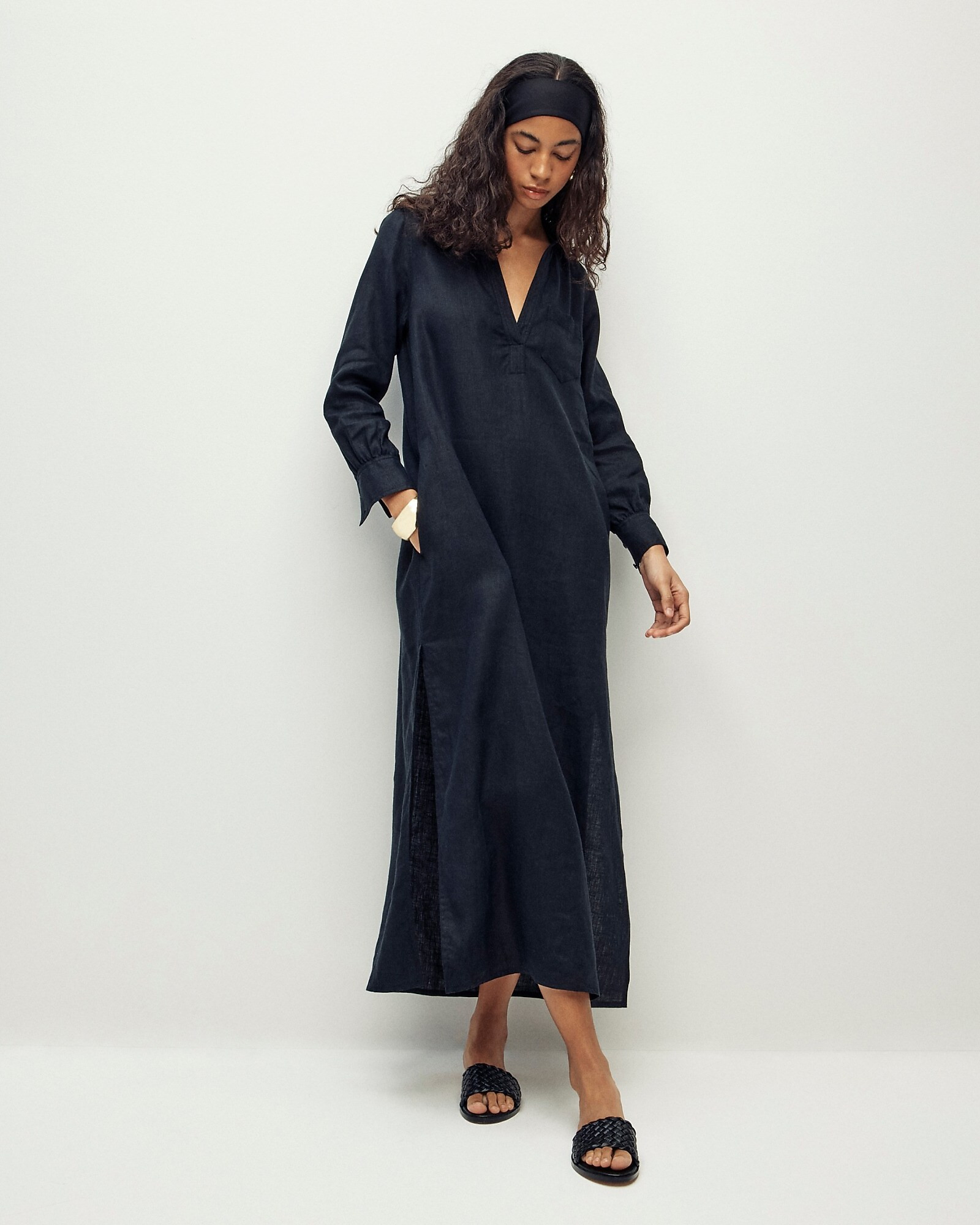 Bungalow maxi popover dress in linen | J. Crew US