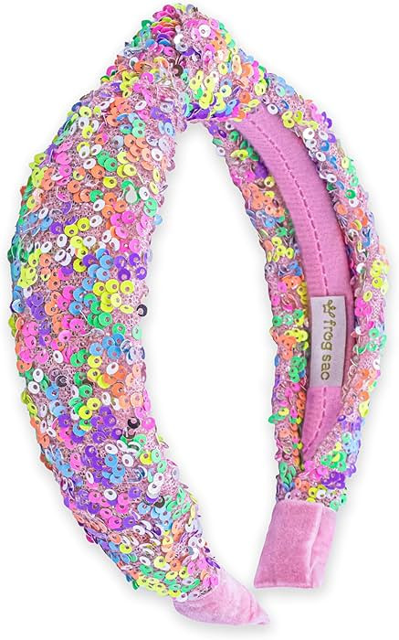 FROG SAC Sequin Knot Headband for Girls - Rainbow Knotted Head Bands for Kids, Sparkly Little Gir... | Amazon (US)