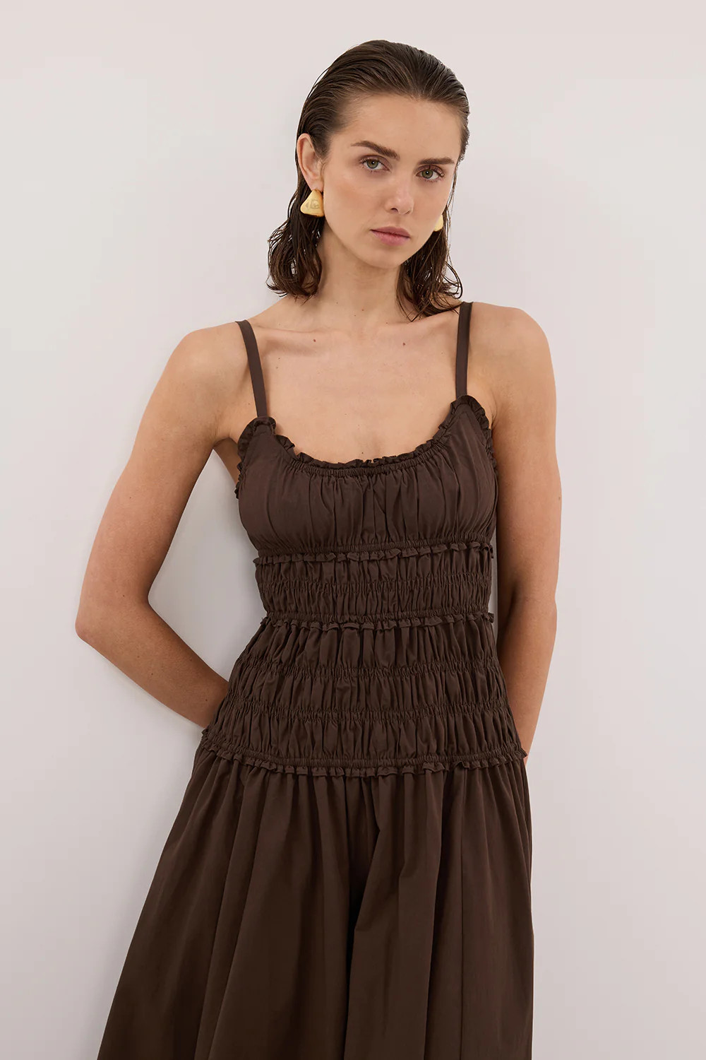 TOBY BITTER CHOC COTTON MIDI DRESS | DISSH