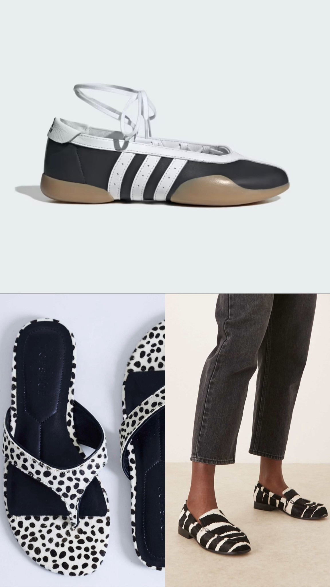 taekwondo mei shoes @adidas
dalmatian sandals @asos
zebra loafers @asos