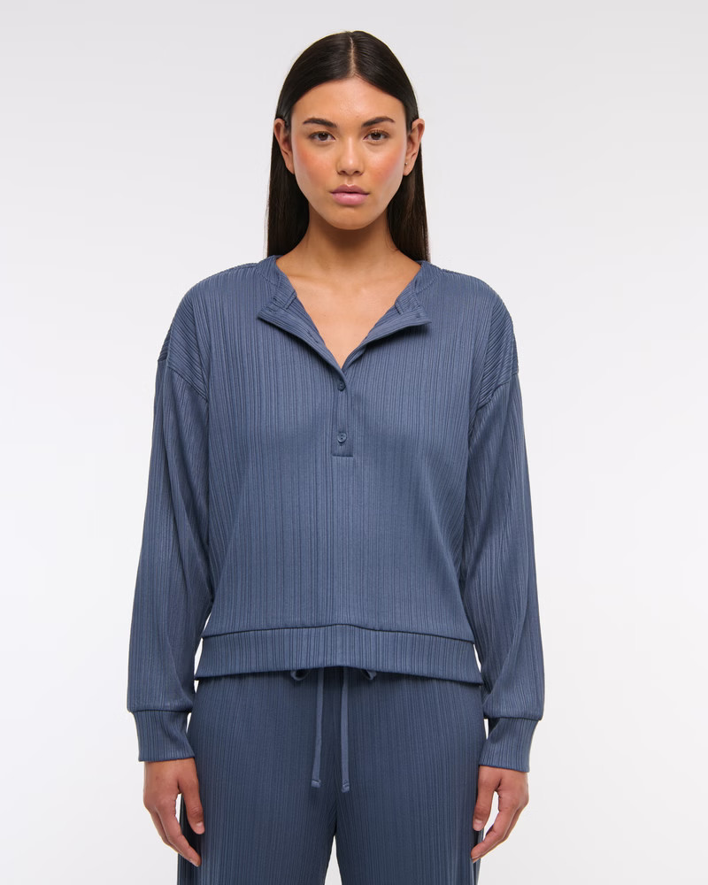 Lounge Wide Rib Henley Sweatshirt | Abercrombie & Fitch (US)