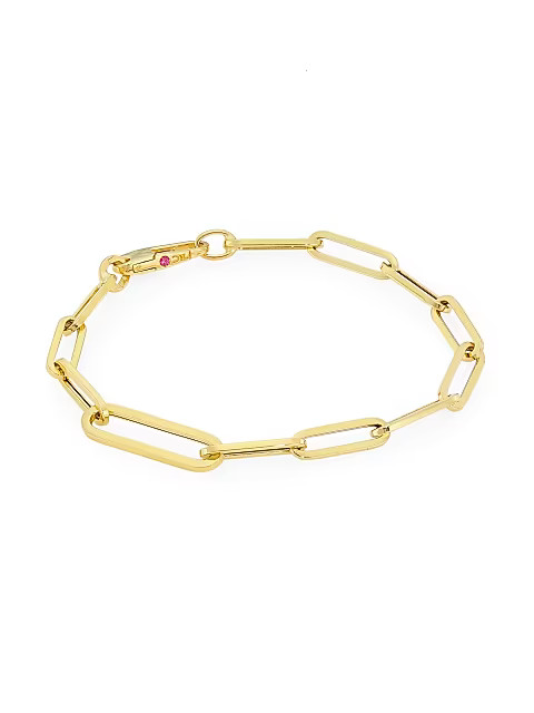 18K Yellow Gold Oval Paperclip Chain Bracelet | Saks Fifth Avenue