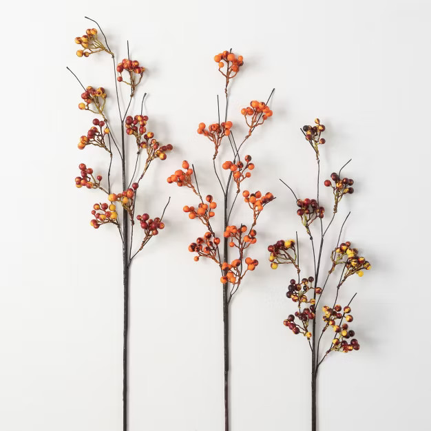 Artificial Fall Berry Stem Multicolor 29.5"H  Set of 3 | Target