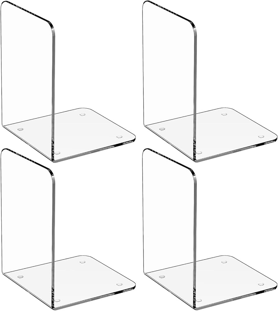 MaxGear Book Ends Clear Acrylic Bookends for Shelves, Non-Skid Bookend, Heavy Duty Book End, Book... | Amazon (US)