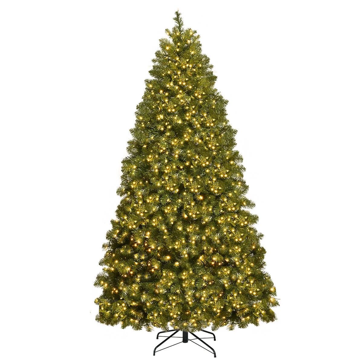 Gymax Clear Prelit 700 LED Green Hinged Full PVC Artificial Christmas Tree, with Metal Stand 7' -... | Walmart (US)