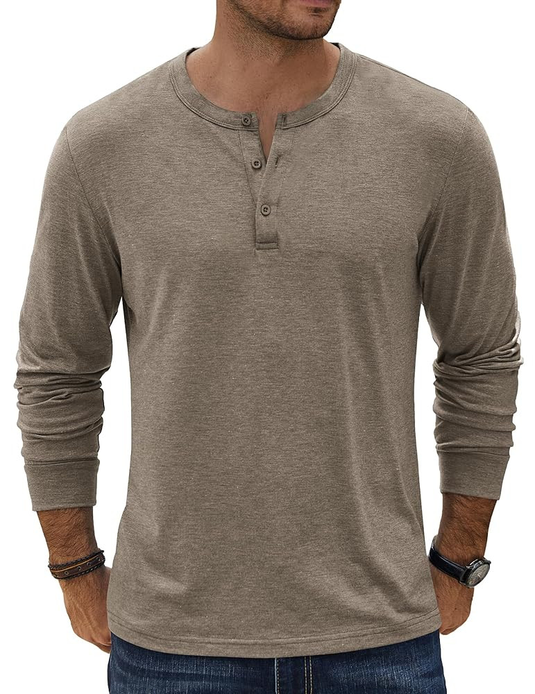COOFANDY Men's Henley T-Shirt Long Sleeve Casual Lightweight Pullover Shirts Soft Stretch Basic T... | Amazon (US)