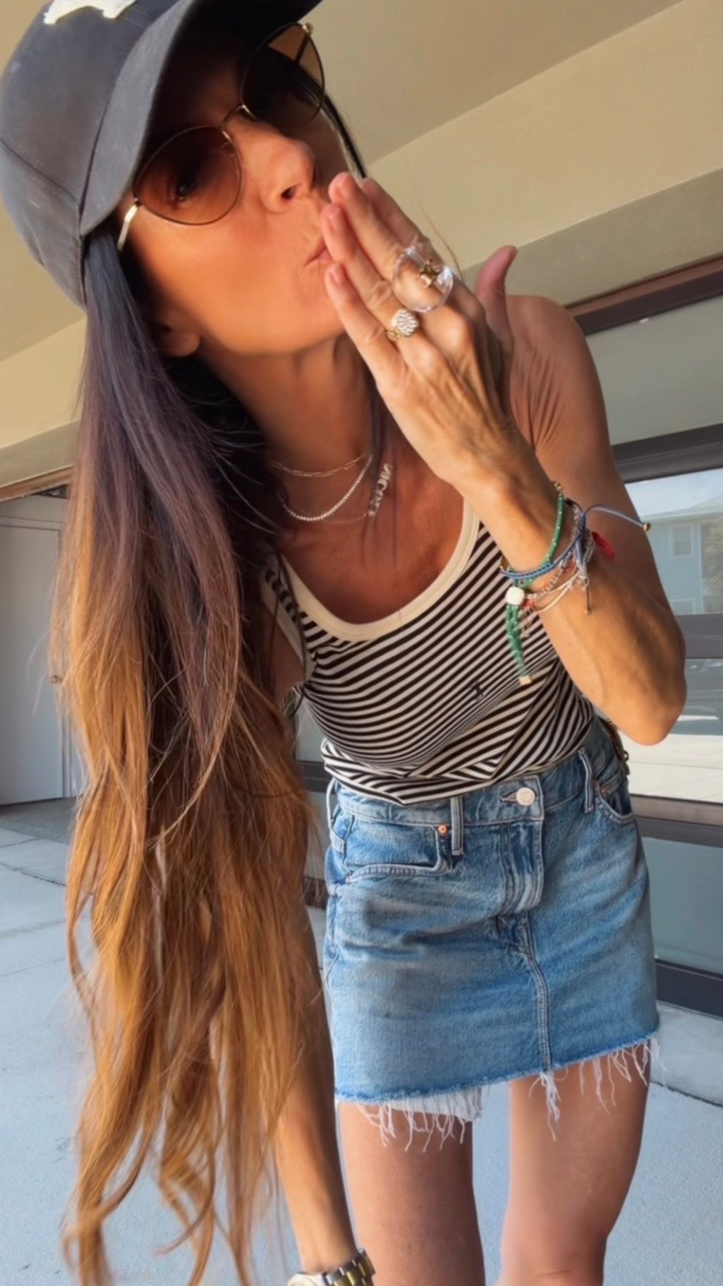 Sunday funday but make it cute, casual, and just a little bit sporty ☀️🧢

Striped tank, denim mini, stacks on stacks, and a baseball cap because we’re off duty today 😌💋 Running on sunshine, iced coffee, and whatever plans turn into after this.

#SundayFunday #OOTDStyle #CasualChic #DenimMini #NicoleColeeStyle

#LTKootd #LTKdayinmylife #LTKgrwm