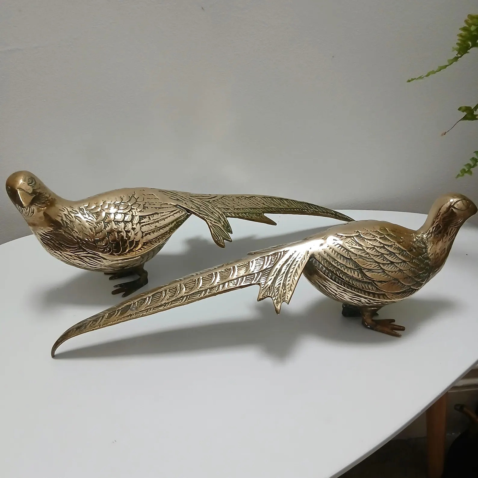 Vintage Pair Brass Country Pheasants Pair Fireside Display Home Decor Large Ornaments Animal Figu... | Etsy (Global)