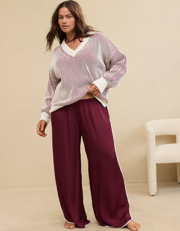 Aerie Off-Duty Satin Trouser PJ | American Eagle Outfitters (US & CA)