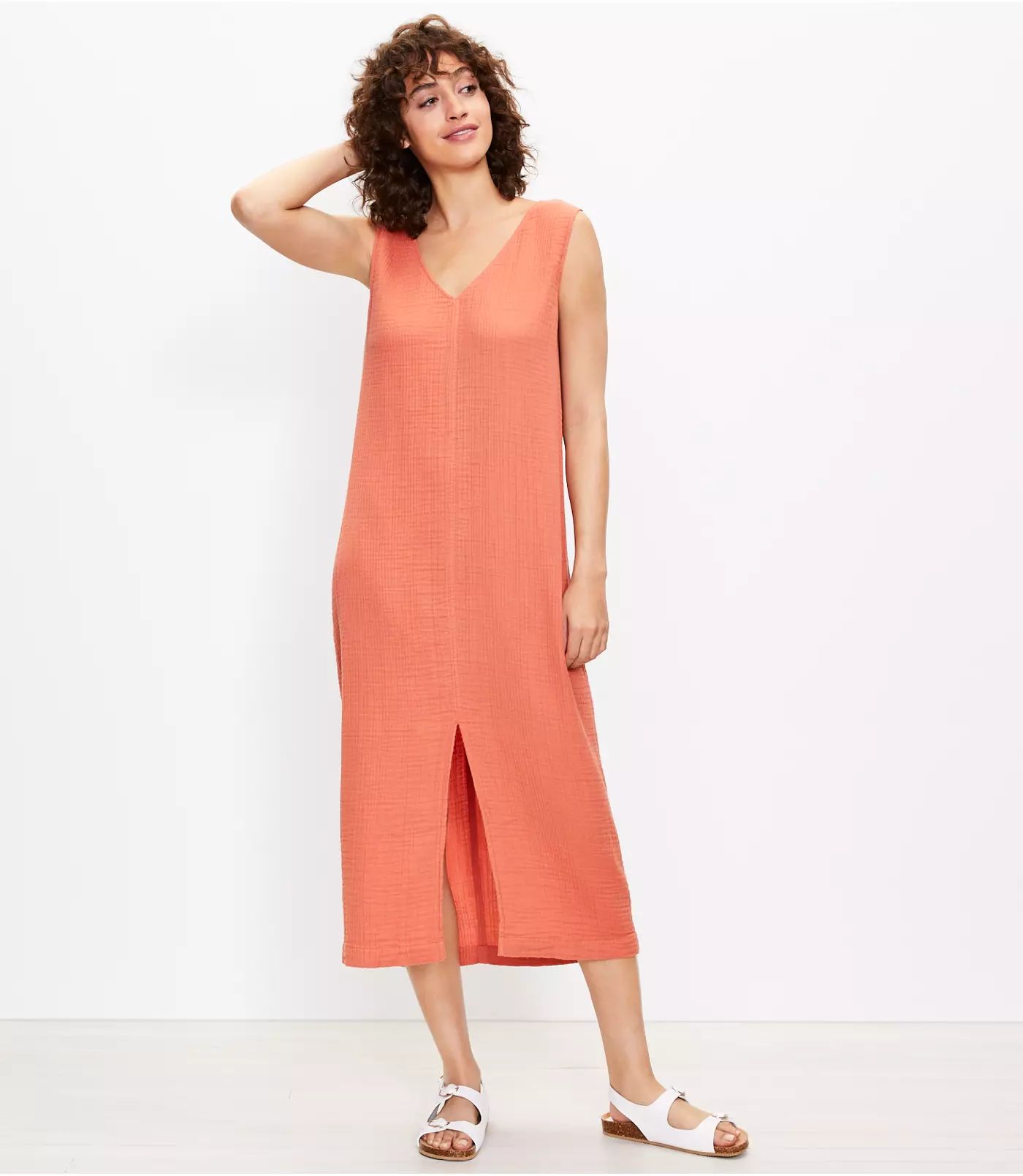 Lou & Grey Triple Cloth Double V Midi Dress | LOFT | LOFT