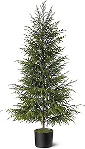 4ft Christmas Norfolk Pine Tree Artificial Christmas Tree Faux Potted Plants for Front Porch Chri... | Amazon (US)